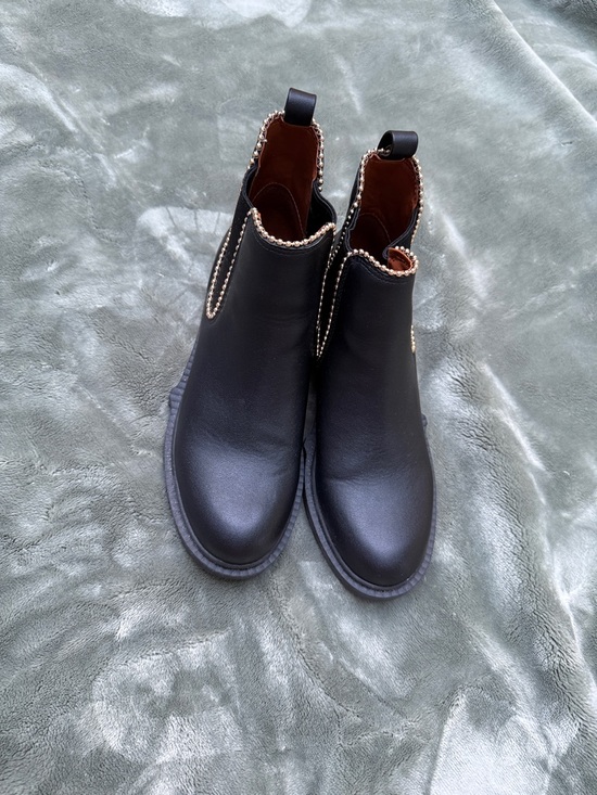 Coach Shoes - Coach Black Ankle Boots with Gold Stud Trim